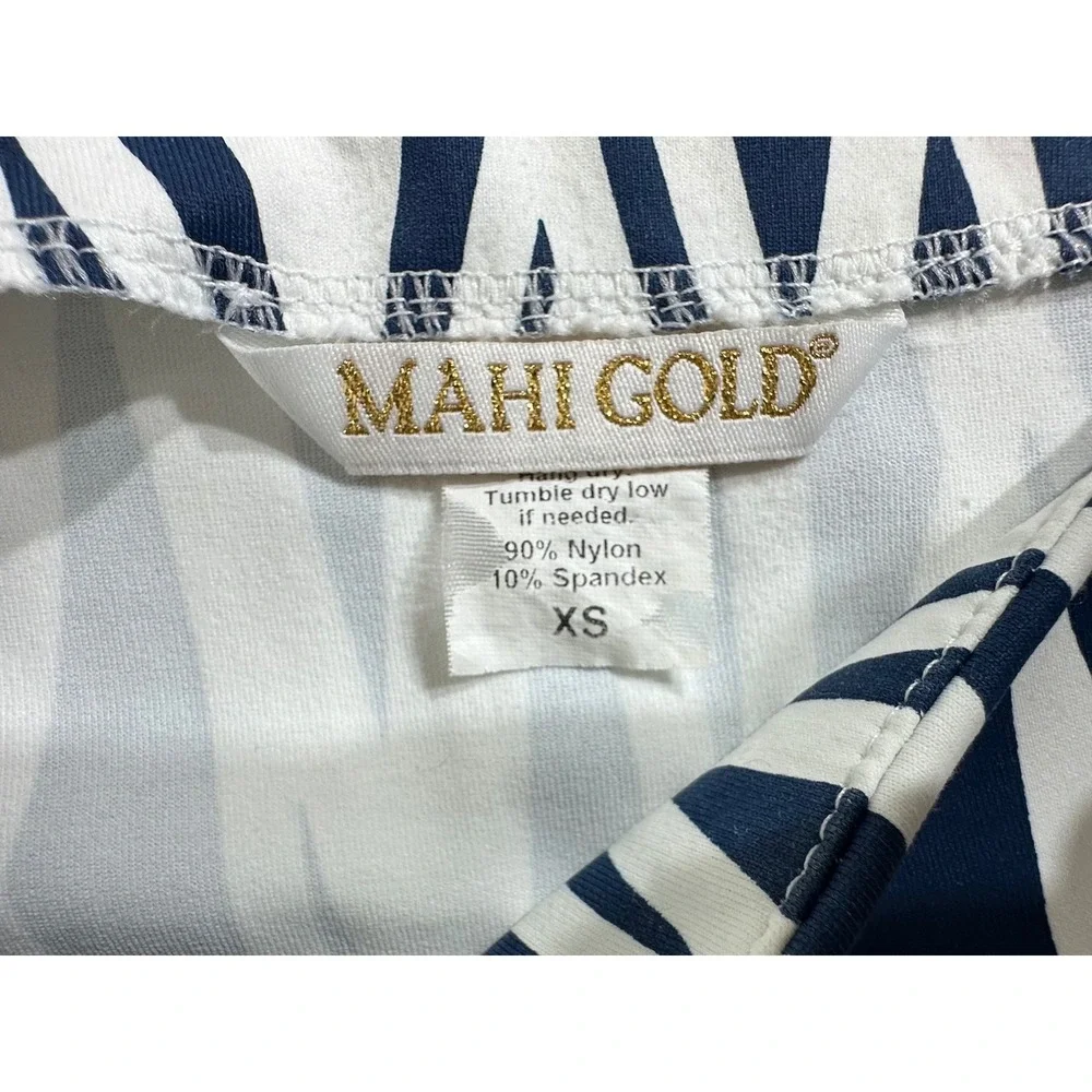 Mahi Gold Navy White‎ Pink Shift Dress Size XXS Geometric Print 3/4 Sleeve
